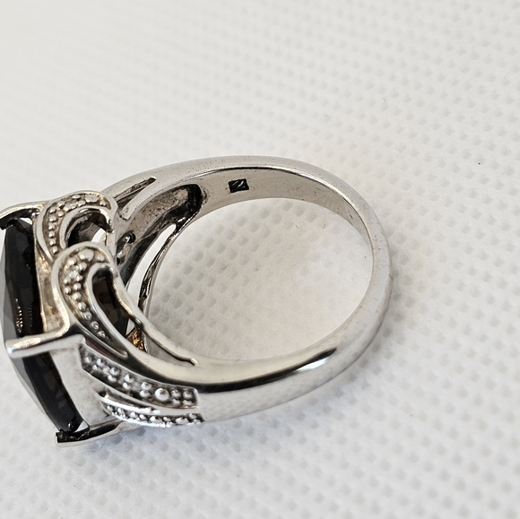 Large Natural Smoky Topaz Sterling Silver Ring Size 7 - Picture 4 of 11